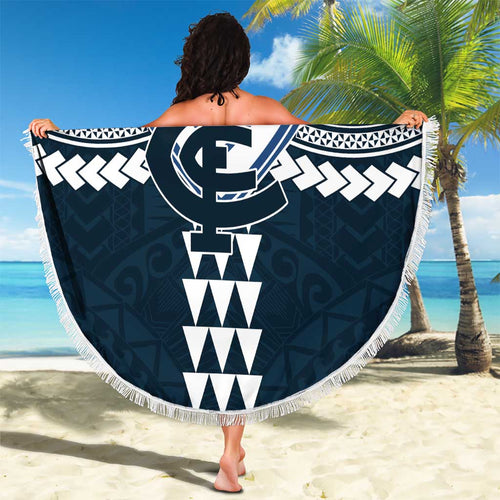 Personalized Carlton Blues Beach Blanket Polynesian Tribal Pattern Heritage Football