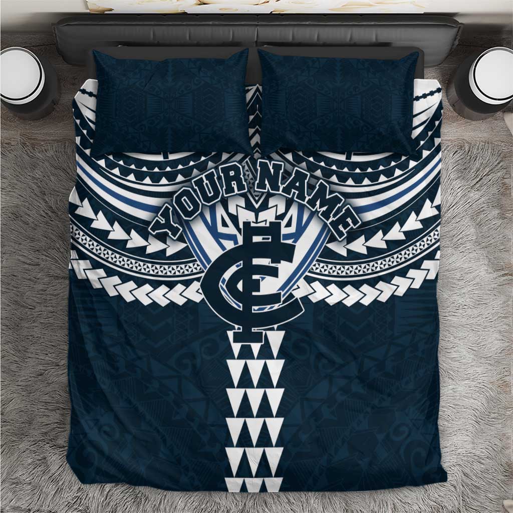 Personalized Carlton Blues Bedding Set Polynesian Tribal Pattern Heritage Football