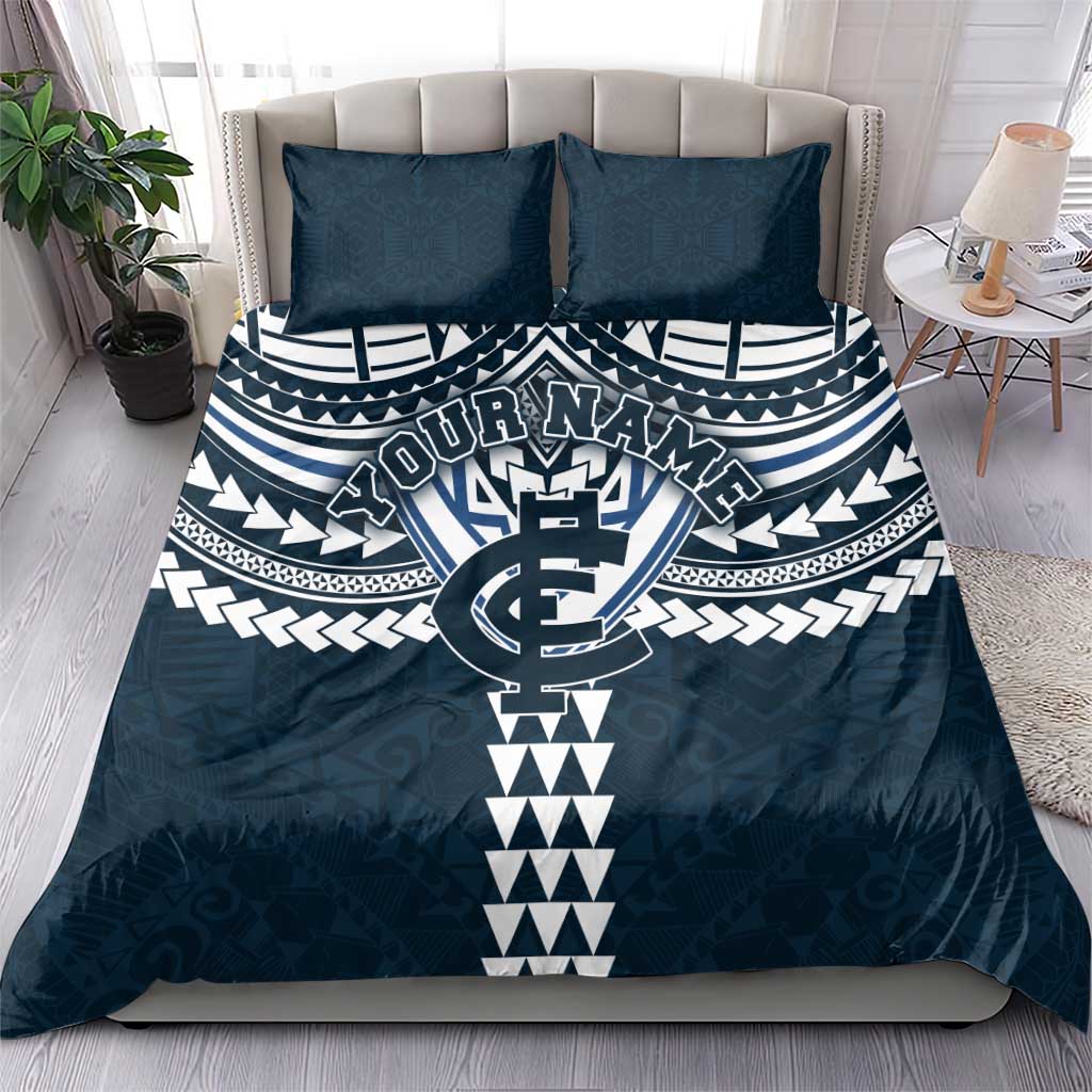 Personalized Carlton Blues Bedding Set Polynesian Tribal Pattern Heritage Football