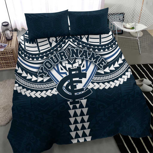 Personalized Carlton Blues Bedding Set Polynesian Tribal Pattern Heritage Football
