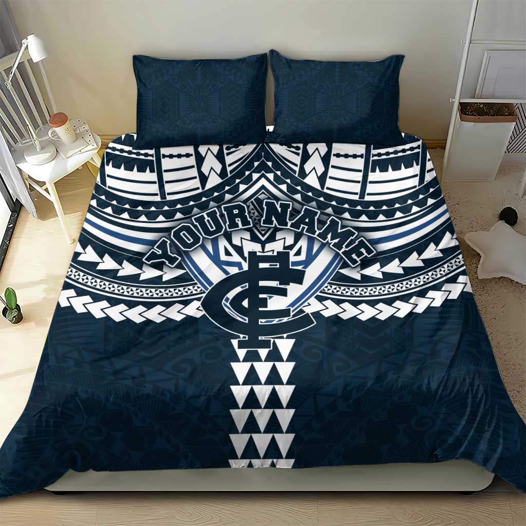Personalized Carlton Blues Bedding Set Polynesian Tribal Pattern Heritage Football