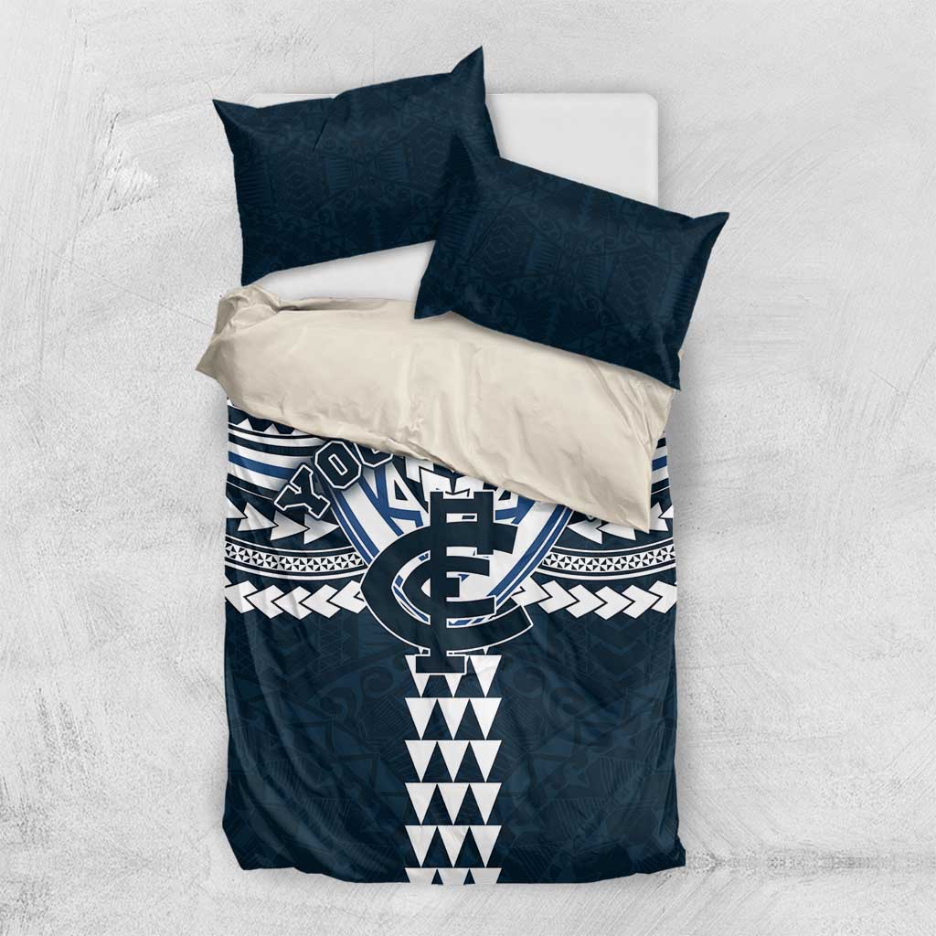 Personalized Carlton Blues Bedding Set Polynesian Tribal Pattern Heritage Football