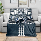 Personalized Carlton Blues Blanket Polynesian Tribal Pattern Heritage Football