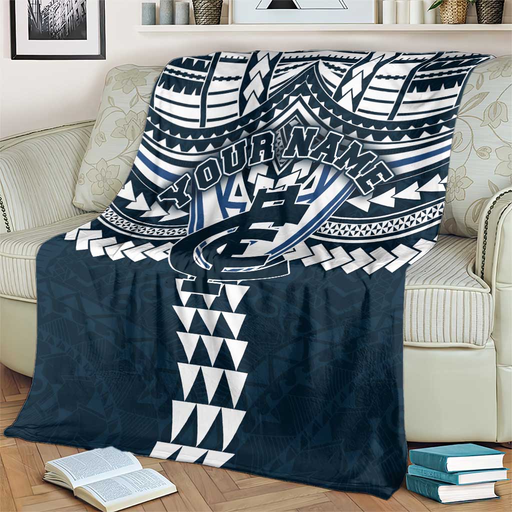 Personalized Carlton Blues Blanket Polynesian Tribal Pattern Heritage Football