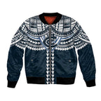 Personalized Carlton Blues Bomber Jacket Polynesian Tribal Pattern Heritage Football