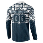 Personalized Carlton Blues Button Sweatshirt Polynesian Tribal Pattern Heritage Football