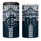 Personalized Carlton Blues 4 in 1 Can Cooler Tumbler Polynesian Tribal Pattern Heritage Football