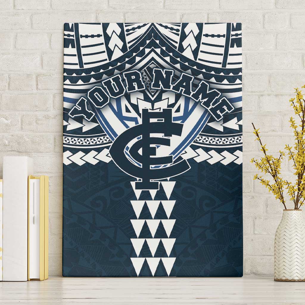 Personalized Carlton Blues Canvas Wall Art Polynesian Tribal Pattern Heritage Football