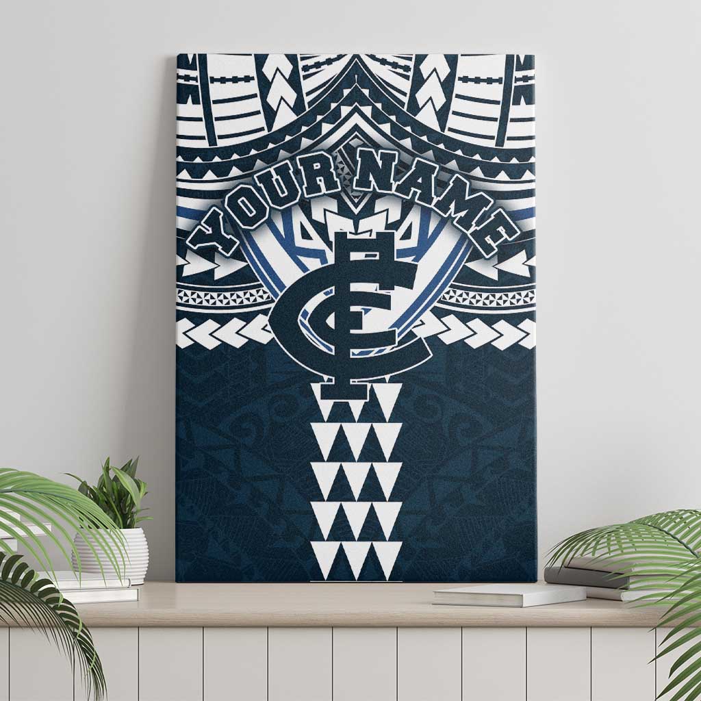 Personalized Carlton Blues Canvas Wall Art Polynesian Tribal Pattern Heritage Football