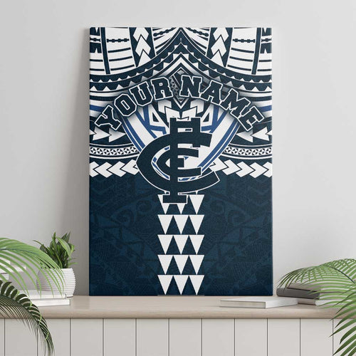 Personalized Carlton Blues Canvas Wall Art Polynesian Tribal Pattern Heritage Football