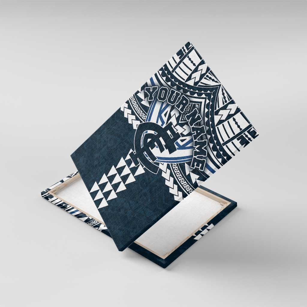 Personalized Carlton Blues Canvas Wall Art Polynesian Tribal Pattern Heritage Football