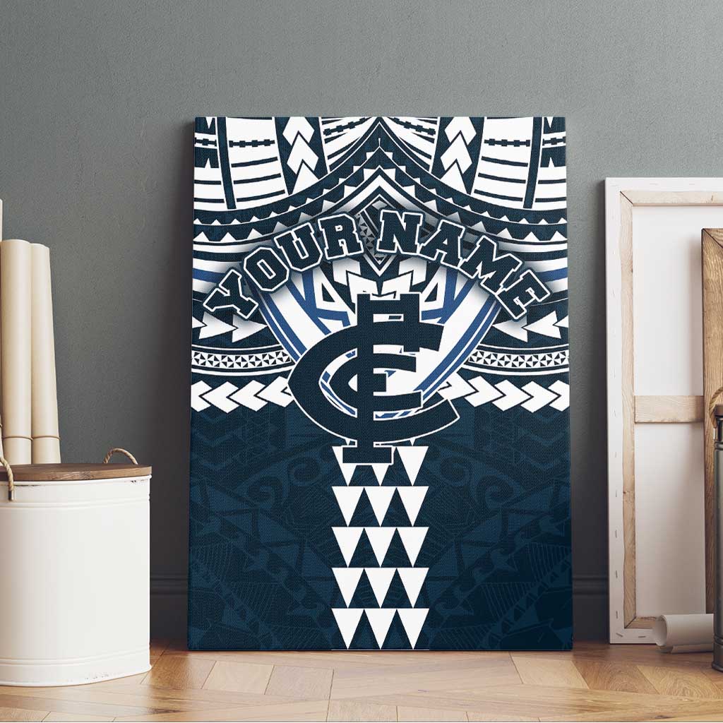 Personalized Carlton Blues Canvas Wall Art Polynesian Tribal Pattern Heritage Football