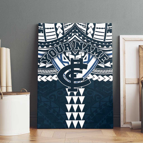 Personalized Carlton Blues Canvas Wall Art Polynesian Tribal Pattern Heritage Football