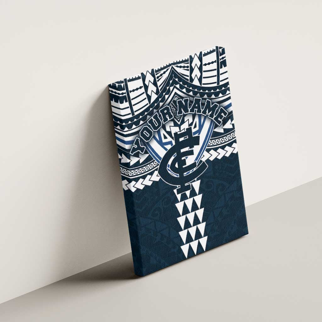 Personalized Carlton Blues Canvas Wall Art Polynesian Tribal Pattern Heritage Football