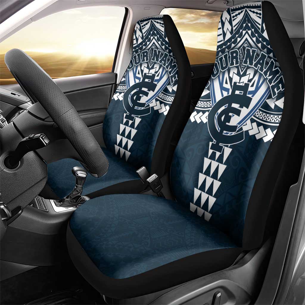 Personalized Carlton Blues Car Seat Cover Polynesian Tribal Pattern Heritage Football