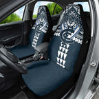 Personalized Carlton Blues Car Seat Cover Polynesian Tribal Pattern Heritage Football