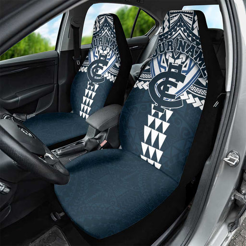 Personalized Carlton Blues Car Seat Cover Polynesian Tribal Pattern Heritage Football