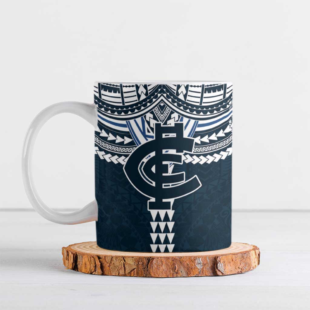 Personalized Carlton Blues Ceramic Mug Polynesian Tribal Pattern Heritage Football