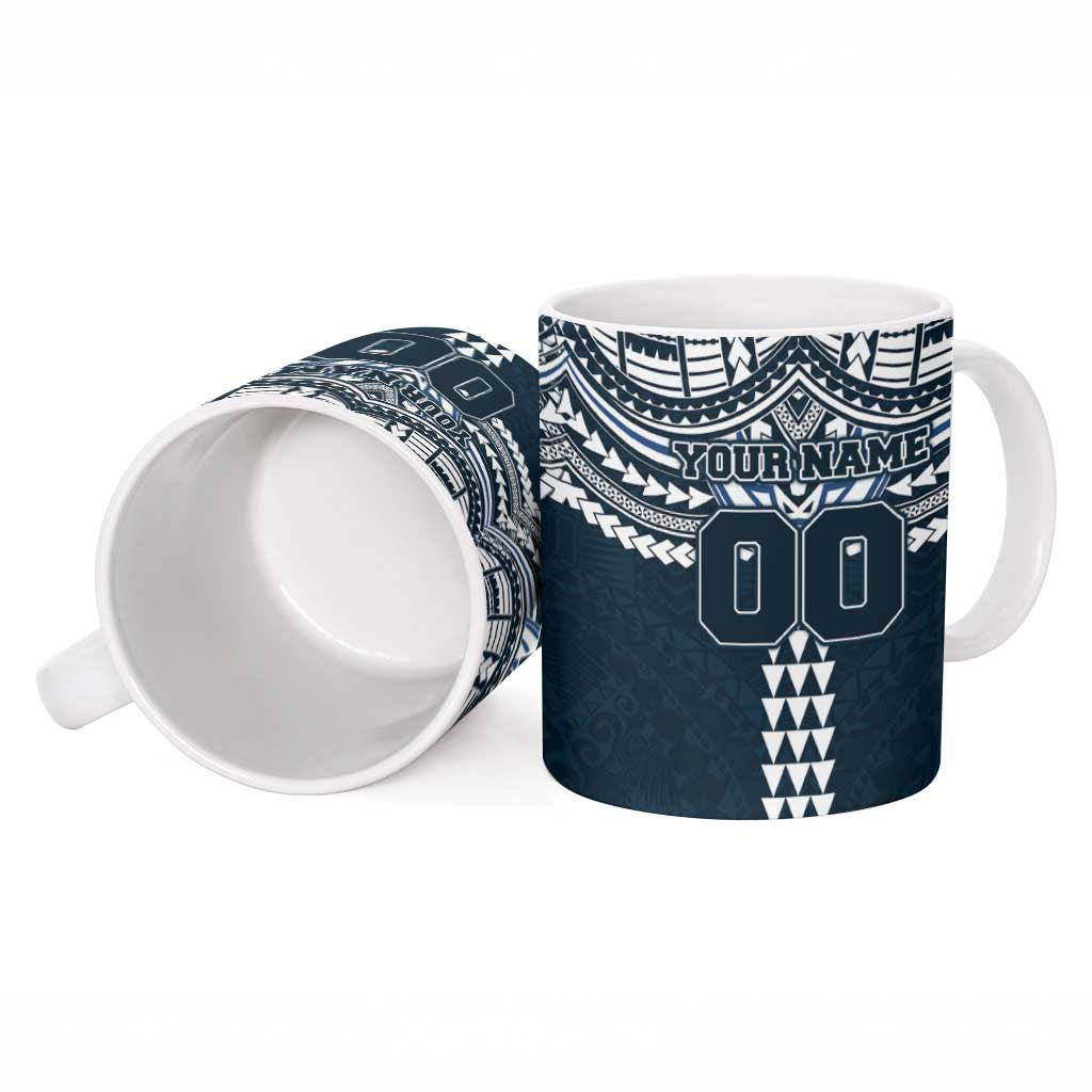 Personalized Carlton Blues Ceramic Mug Polynesian Tribal Pattern Heritage Football