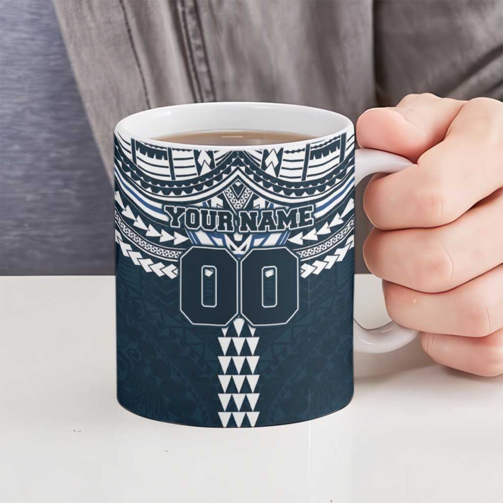 Personalized Carlton Blues Ceramic Mug Polynesian Tribal Pattern Heritage Football