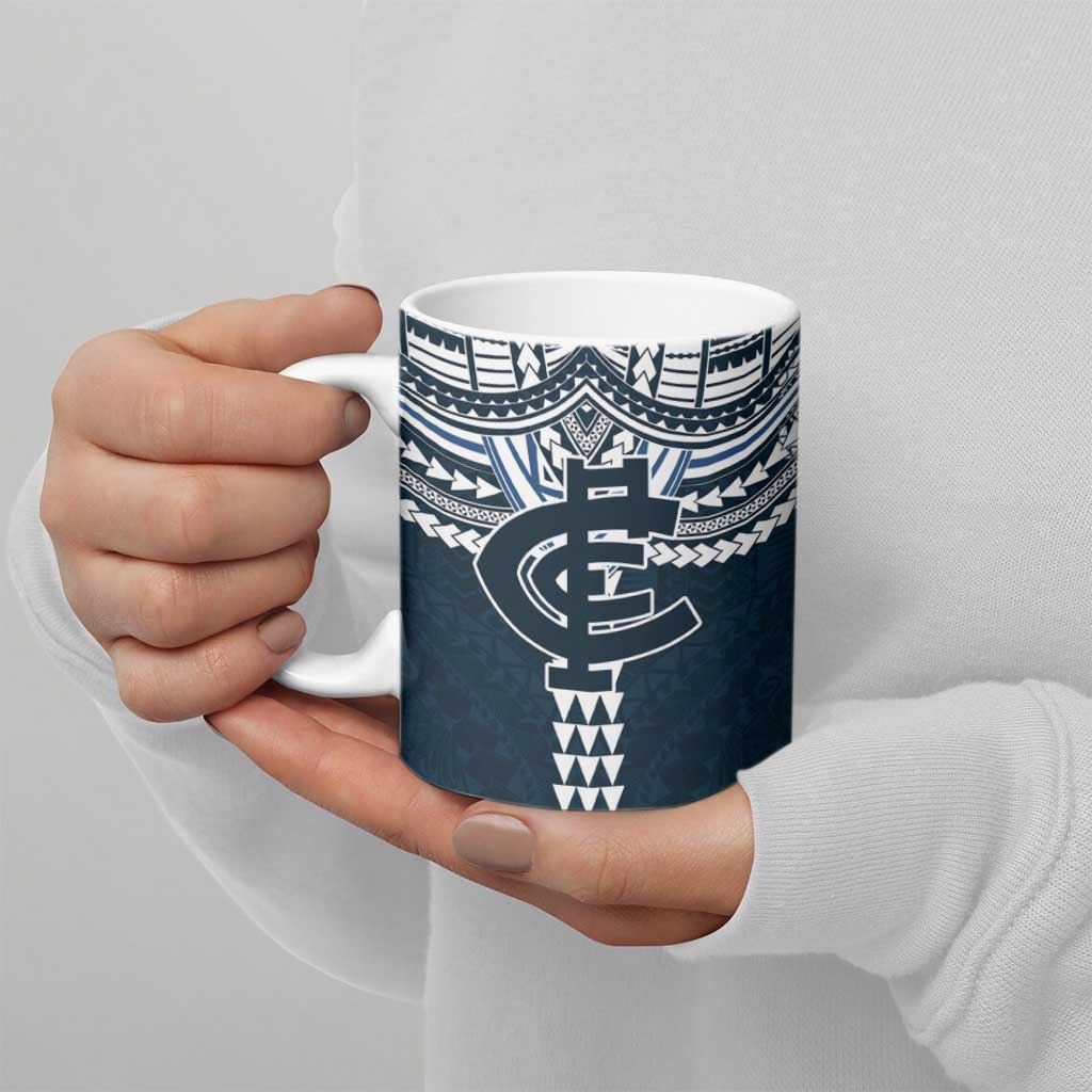 Personalized Carlton Blues Ceramic Mug Polynesian Tribal Pattern Heritage Football