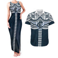 Personalized Carlton Blues Couples Matching Tank Maxi Dress and Hawaiian Shirt Polynesian Tribal Pattern Heritage Football