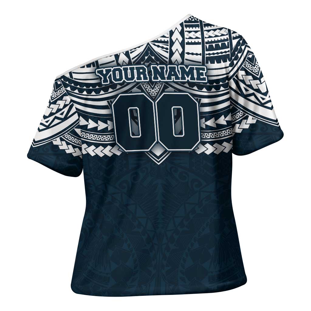 Personalized Carlton Blues Cross Shoulder Shirt Polynesian Tribal Pattern Heritage Football