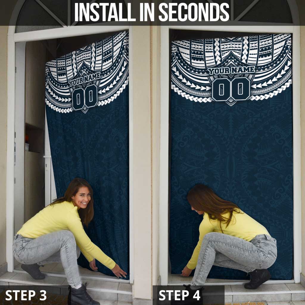 Personalized Carlton Blues Door Cover Polynesian Tribal Pattern Heritage Football
