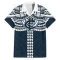 Personalized Carlton Blues Family Matching Long Sleeve Bodycon Dress and Hawaiian Shirt Polynesian Tribal Pattern Heritage Football