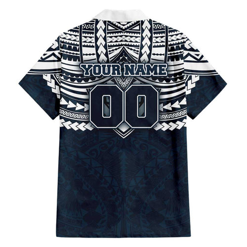 Personalized Carlton Blues Family Matching Mermaid Dress and Hawaiian Shirt Polynesian Tribal Pattern Heritage Football