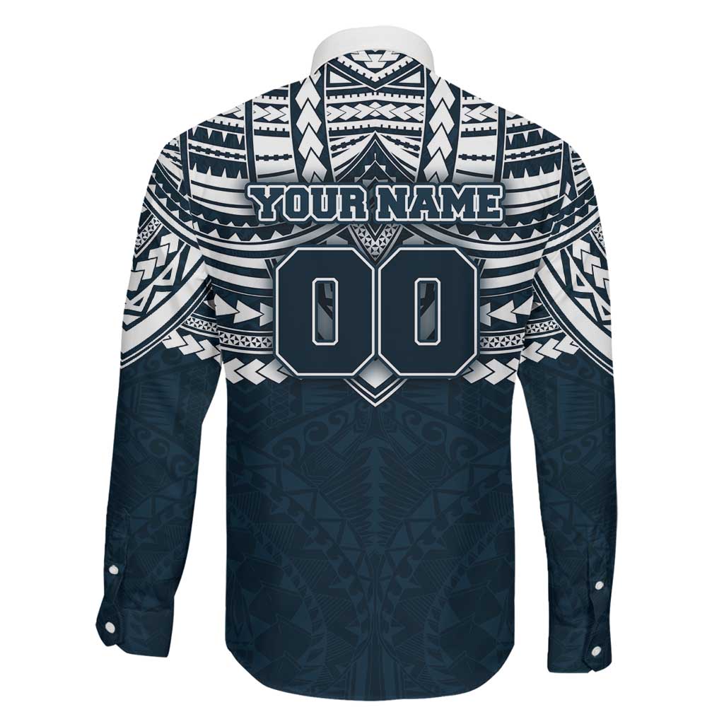 Personalized Carlton Blues Family Matching Mermaid Dress and Hawaiian Shirt Polynesian Tribal Pattern Heritage Football