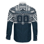 Personalized Carlton Blues Family Matching Mermaid Dress and Hawaiian Shirt Polynesian Tribal Pattern Heritage Football