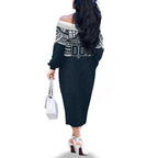 Personalized Carlton Blues Family Matching Off The Shoulder Long Sleeve Dress and Hawaiian Shirt Polynesian Tribal Pattern Heritage Football