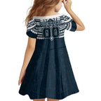 Personalized Carlton Blues Family Matching Off Shoulder Maxi Dress and Hawaiian Shirt Polynesian Tribal Pattern Heritage Football