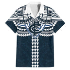 Personalized Carlton Blues Family Matching Off Shoulder Maxi Dress and Hawaiian Shirt Polynesian Tribal Pattern Heritage Football