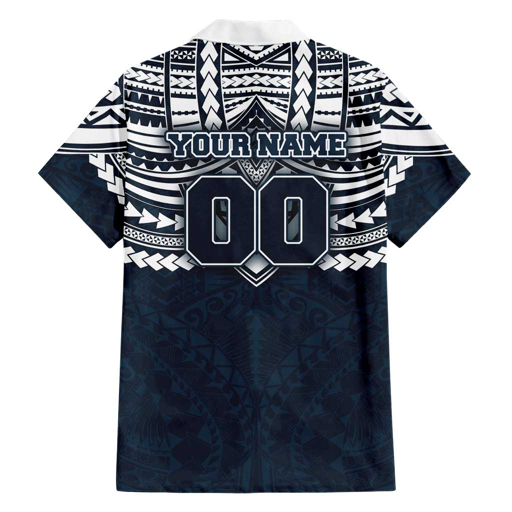 Personalized Carlton Blues Family Matching Puletasi and Hawaiian Shirt Polynesian Tribal Pattern Heritage Football