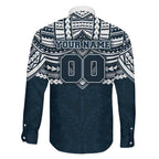 Personalized Carlton Blues Family Matching Short Sleeve Bodycon Dress and Hawaiian Shirt Polynesian Tribal Pattern Heritage Football