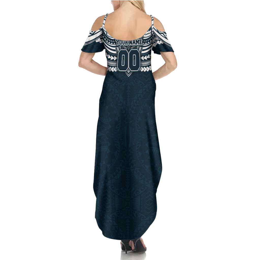 Personalized Carlton Blues Family Matching Summer Maxi Dress and Hawaiian Shirt Polynesian Tribal Pattern Heritage Football