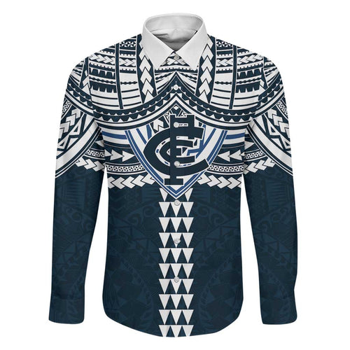 Personalized Carlton Blues Family Matching Tank Maxi Dress and Hawaiian Shirt Polynesian Tribal Pattern Heritage Football