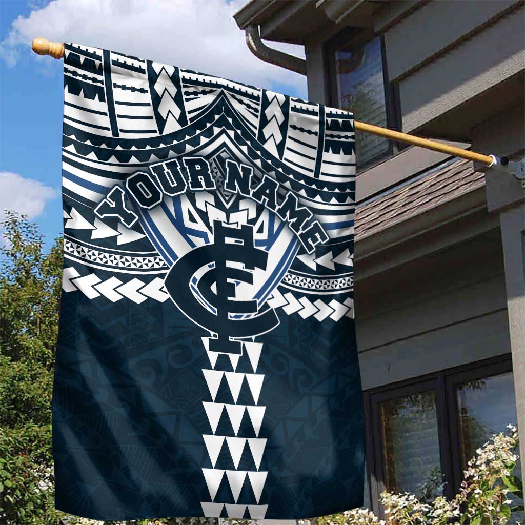 Personalized Carlton Blues Garden Flag Polynesian Tribal Pattern Heritage Football