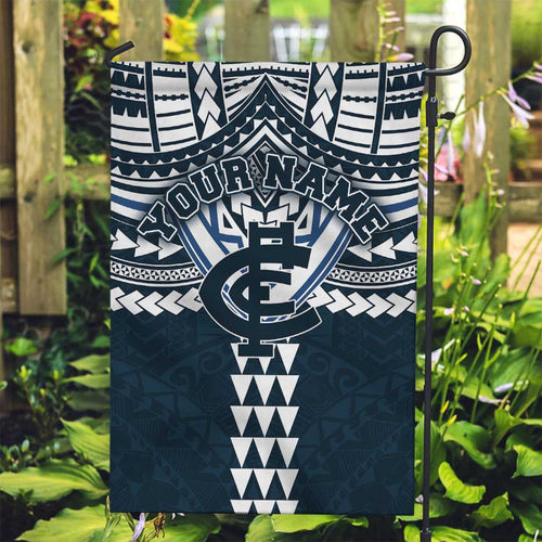 Personalized Carlton Blues Garden Flag Polynesian Tribal Pattern Heritage Football
