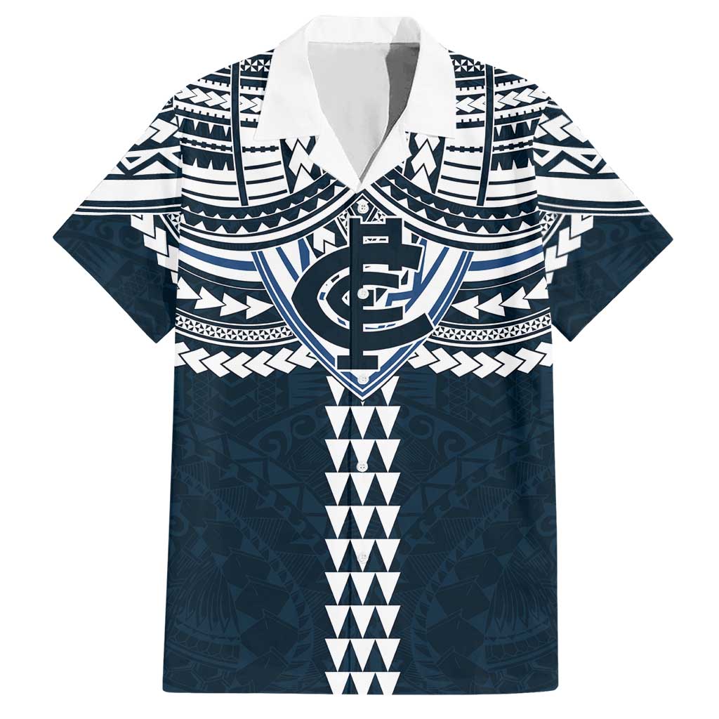 Personalized Carlton Blues Hawaiian Shirt Polynesian Tribal Pattern Heritage Football