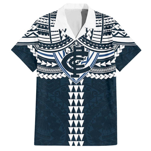 Personalized Carlton Blues Hawaiian Shirt Polynesian Tribal Pattern Heritage Football