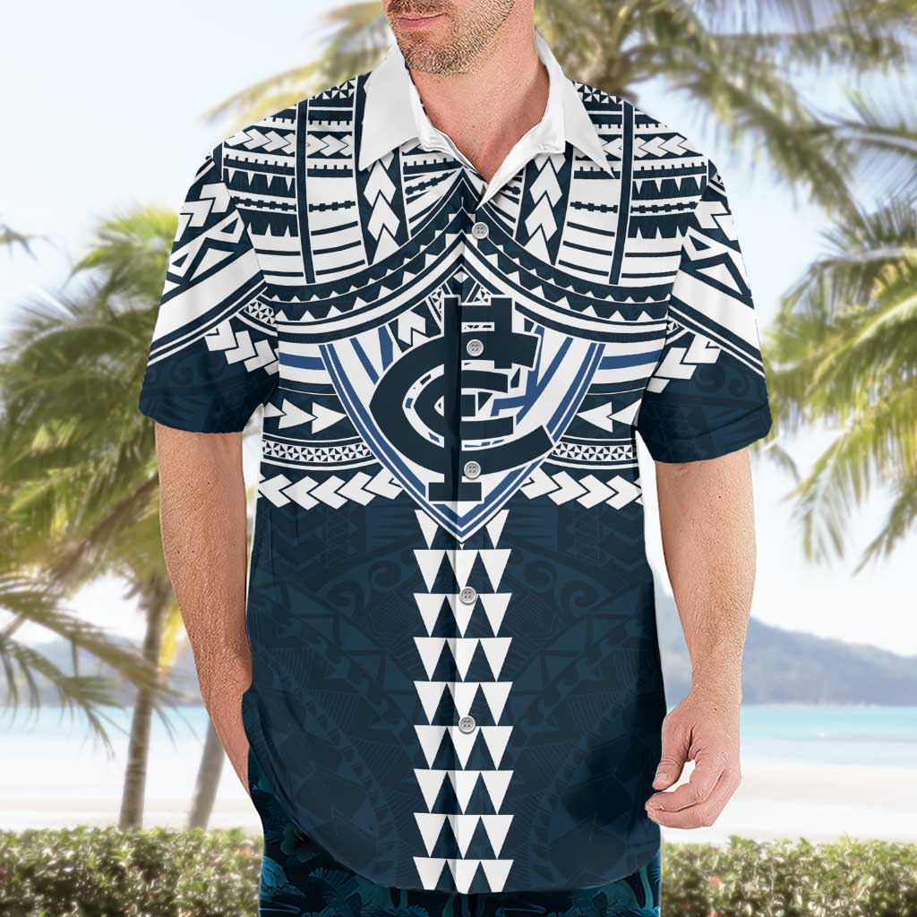 Personalized Carlton Blues Hawaiian Shirt Polynesian Tribal Pattern Heritage Football