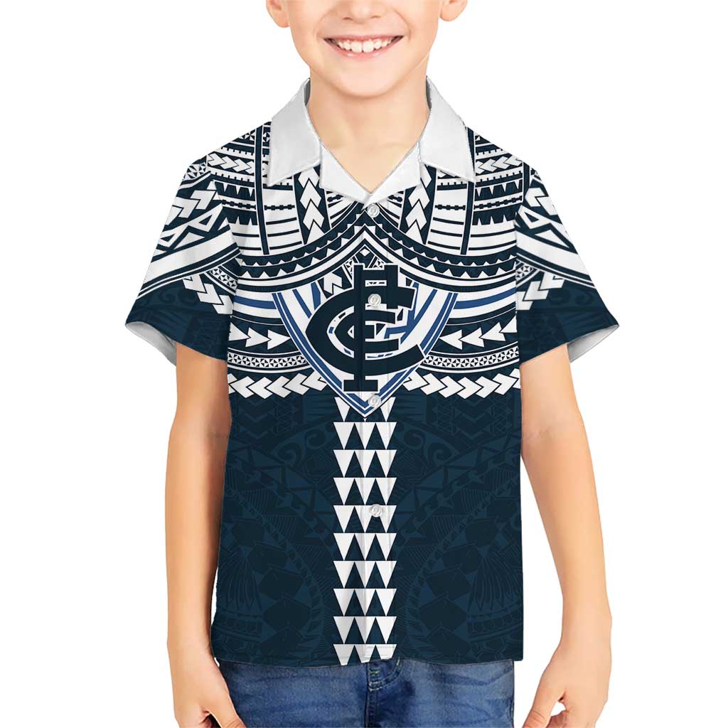 Personalized Carlton Blues Hawaiian Shirt Polynesian Tribal Pattern Heritage Football