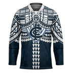 Personalized Carlton Blues Hockey Jersey Polynesian Tribal Pattern Heritage Football