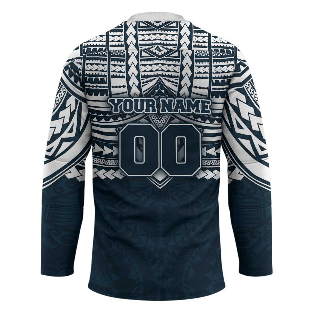 Personalized Carlton Blues Hockey Jersey Polynesian Tribal Pattern Heritage Football