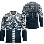 Personalized Carlton Blues Hockey Jersey Polynesian Tribal Pattern Heritage Football