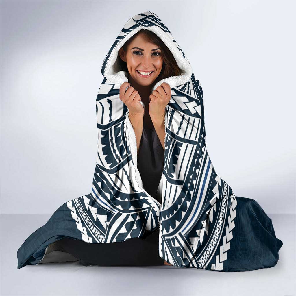 Personalized Carlton Blues Hooded Blanket Polynesian Tribal Pattern Heritage Football