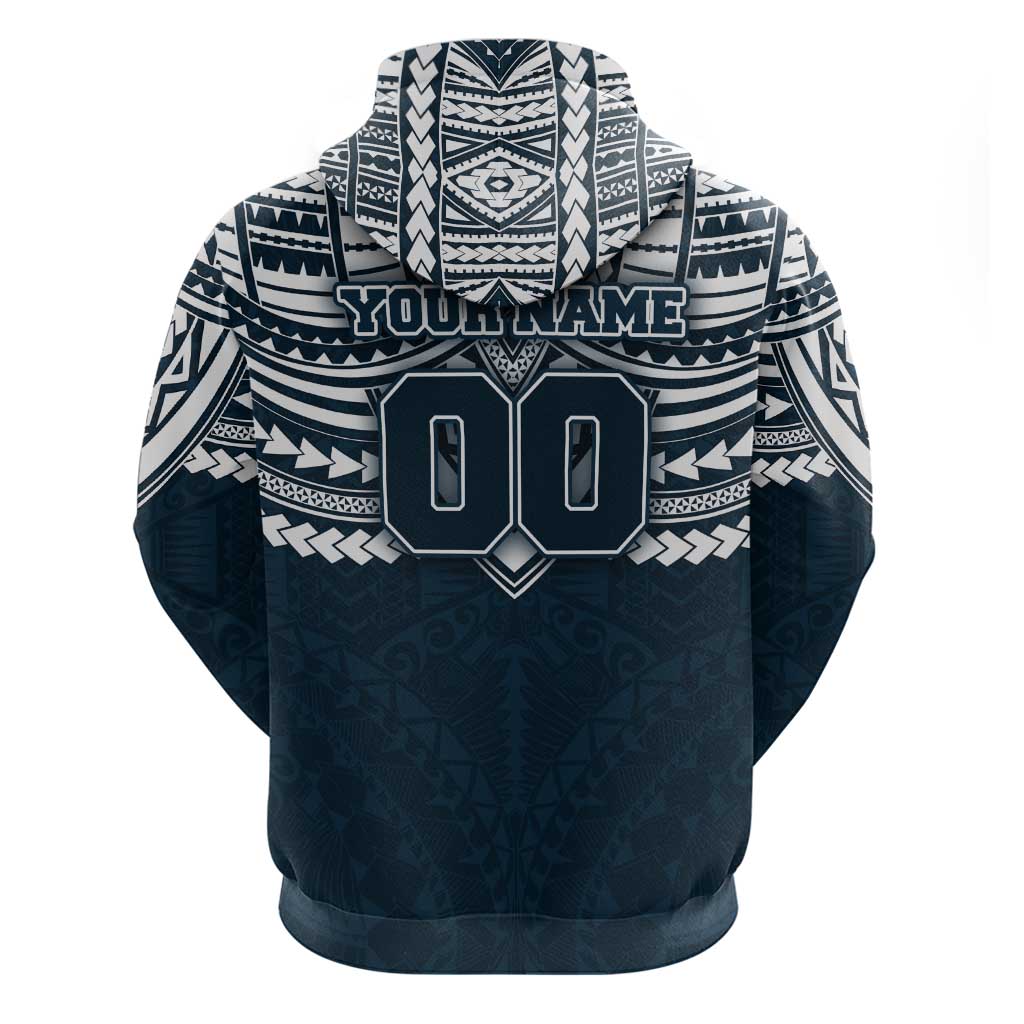 Personalized Carlton Blues Hoodie Polynesian Tribal Pattern Heritage Football